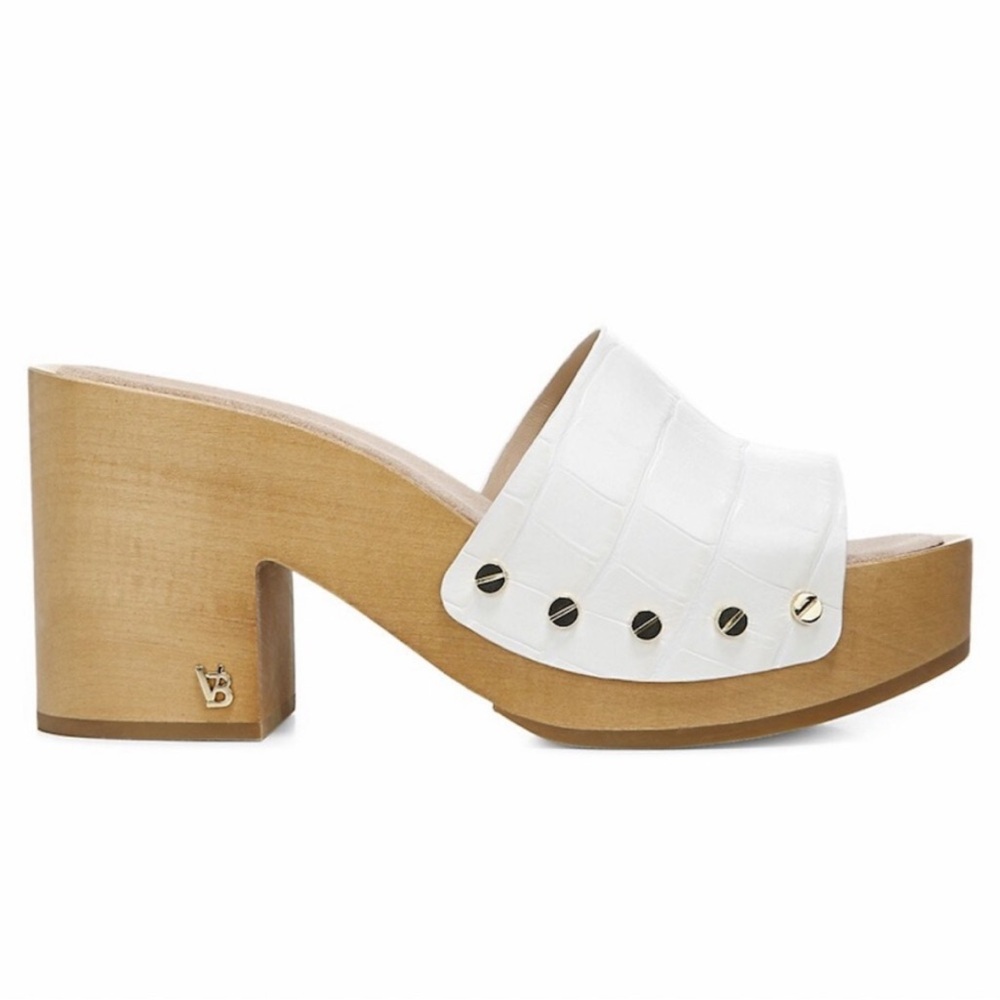 Veronica Beard Hannalee Croc-Embossed Leather Platform Clogs